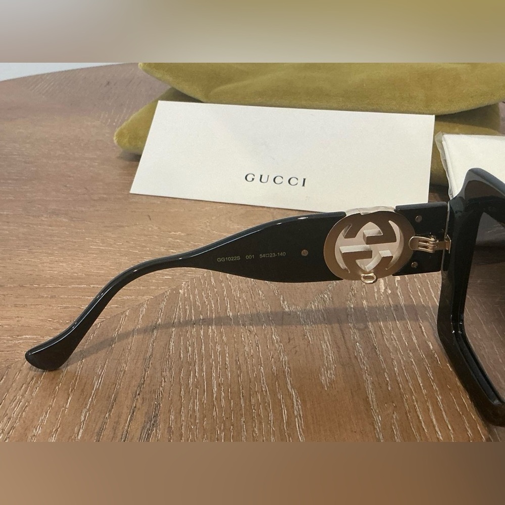 GUCCI Woman's Sunglasses Black Square Acetate Oversized ITALY - Picture 15 of 15